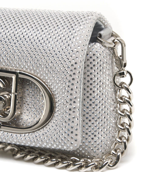 Borsa mini 'La Puffy' con strass #argento