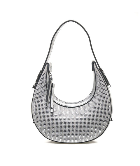 Mini borsa a spalla con strass #argento