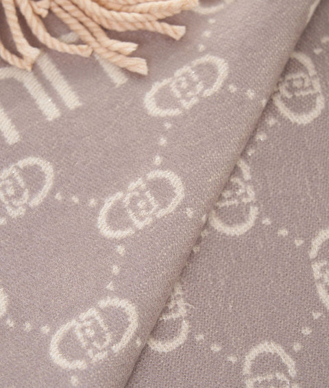 Stola jacquard con logo #grigio