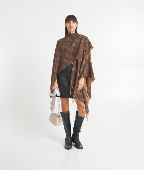 Poncho con monogramma #marrone