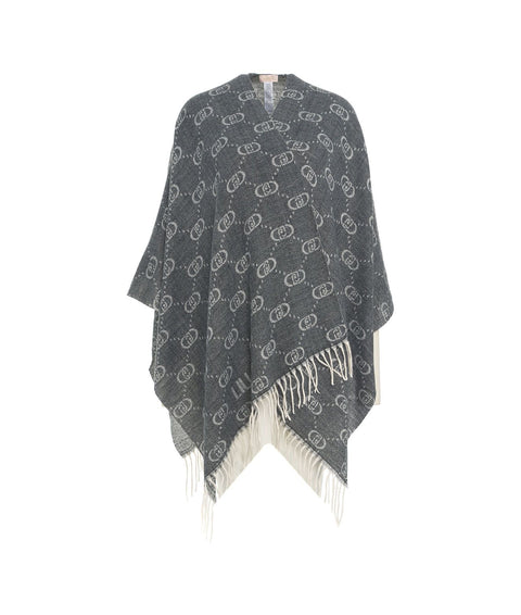 Poncho con monogramma #grigio