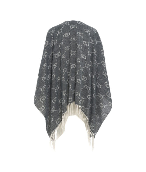 Poncho con monogramma #grigio