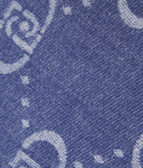 Stola con logo jacquard #blu