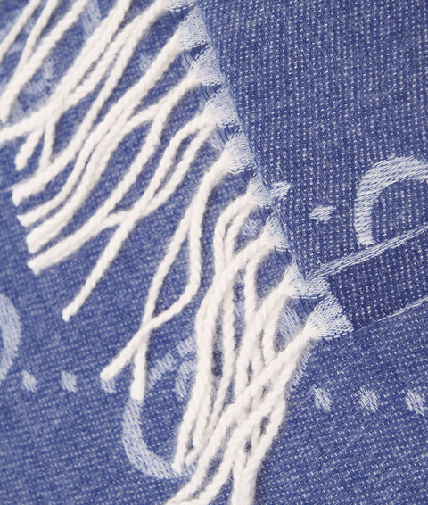 Stola con logo jacquard #blu