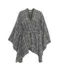 Poncho pied de poule con cintura #grigio