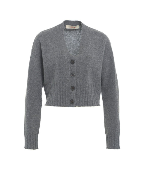 Cardigan cropped in maglia #grigio