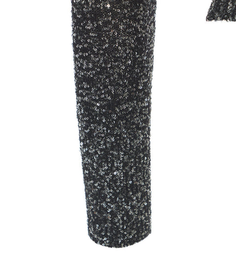 Top a maniche lunghe con paillettes #nero