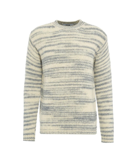 Maglione a righe in maglia grossa #grigio