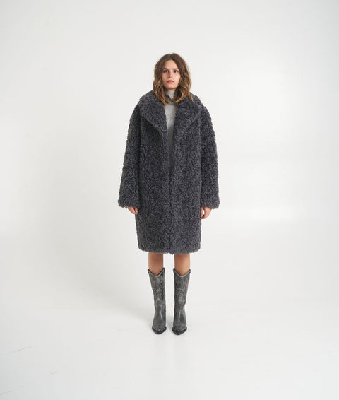 Cappotto in eco-pelliccia 'Camille Cocoon' #grigio