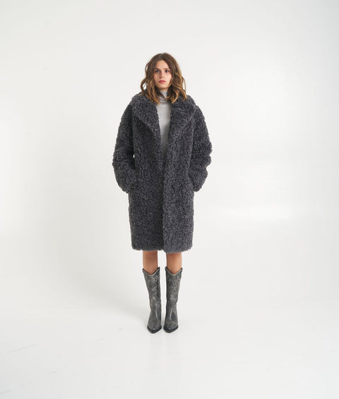 Cappotto in eco-pelliccia 'Camille Cocoon' #grigio