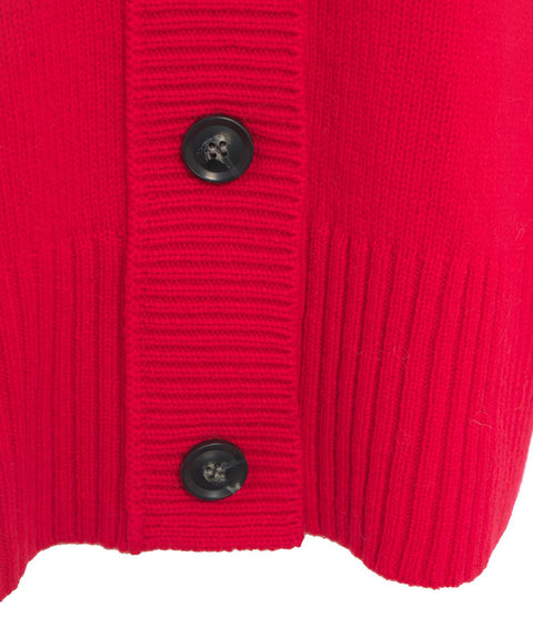 Cardigan oversize in merino #rosso