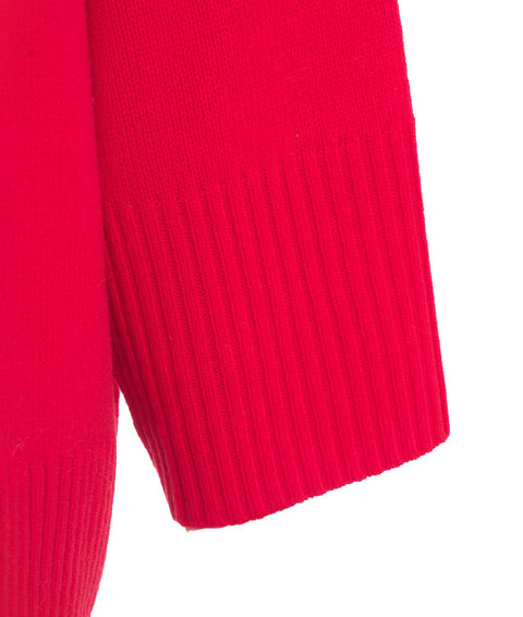 Cardigan oversize in merino #rosso