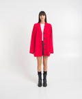 Cardigan oversize in merino #rosso