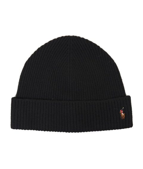 Cappello in maglia con logo #nero