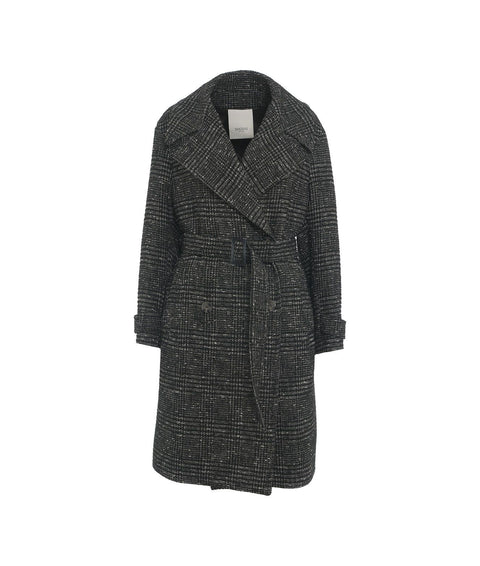 Cappotto doppiopetto in tweed #nero