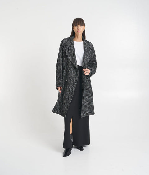 Cappotto doppiopetto in tweed #nero