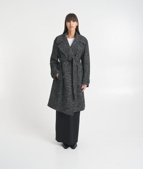 Cappotto doppiopetto in tweed #nero