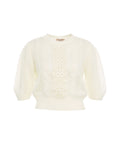 Maglia in misto mohair con pizzo #bianco