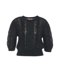 Maglia in misto mohair con pizzo #nero