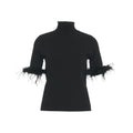 Maglia con applique di piume #nero