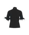 Maglia con applique di piume #nero