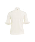 Maglia con applique di piume #bianco