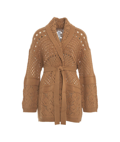 Cardigan con paillettes #marrone