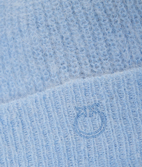 Berretto  a maglia in misto lana d'alpaca #blu