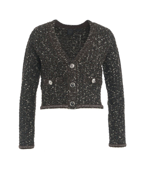 Cropped bouclè cardigan #marrone