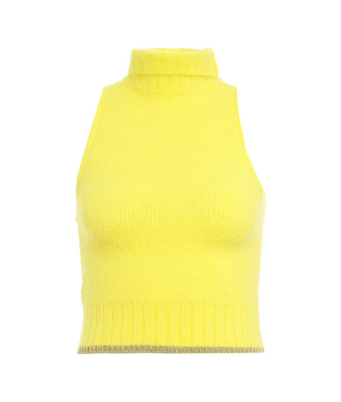 Top in maglia con dolcevita #giallo