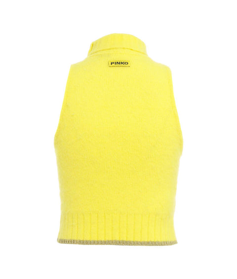 Top in maglia con dolcevita #giallo