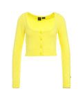 Cardigan cropped morbido #giallo