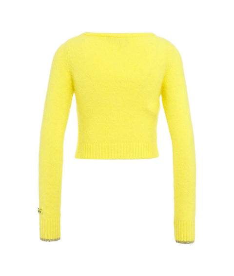 Cardigan cropped morbido #giallo