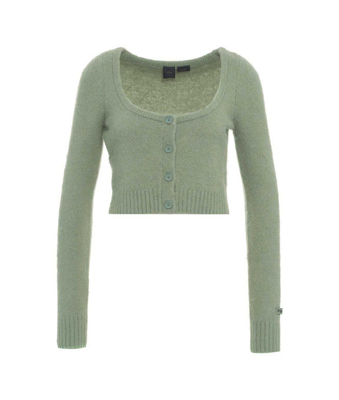 Cardigan cropped morbido #verde