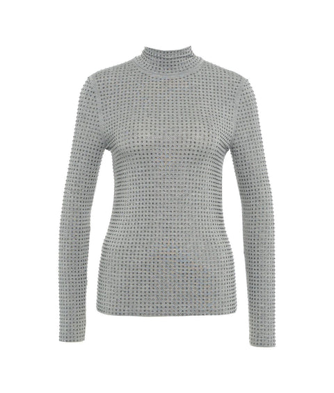 Maglia jersey con strass #grigio