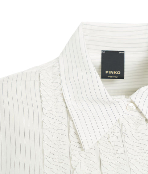 Camicia a righe con volant #bianco