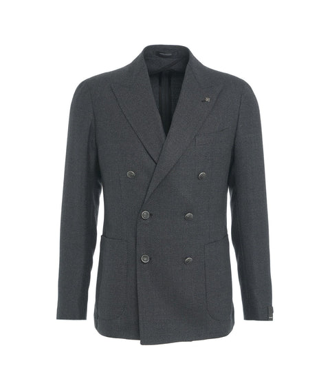 Blazer doppiopetto in lana vergine #grigio