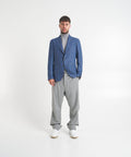 Blazer monopetto in misto lana vergine #blu