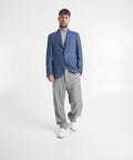 Blazer monopetto in misto lana vergine #blu