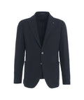 Blazer monopetto in misto lana vergine #blu