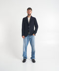 Blazer monopetto in misto lana vergine #blu