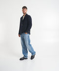 Blazer monopetto in misto lana vergine #blu