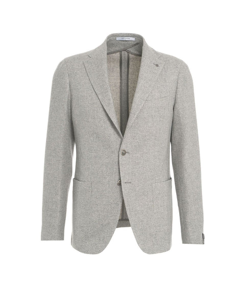 Blazer monopetto in misto lana vergine #grigio