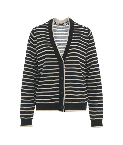 Used-look cardigan a righe #nero