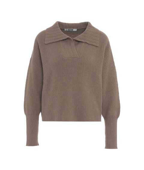 Maglione in maglia con collo ampio #grigio