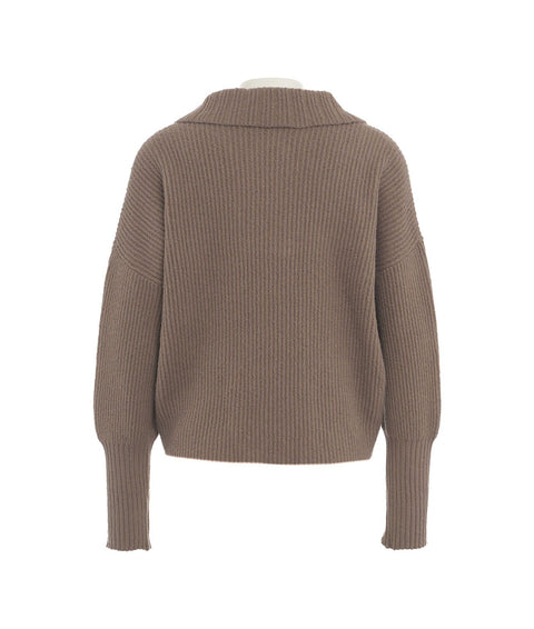 Maglione in maglia con collo ampio #grigio