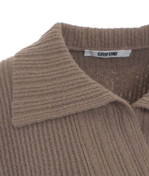 Maglione in maglia con collo ampio #grigio