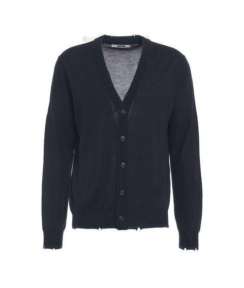 Cardigan in lana vergine #blu