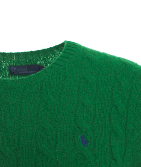 Maglione in lavorazione intrecciata #verde