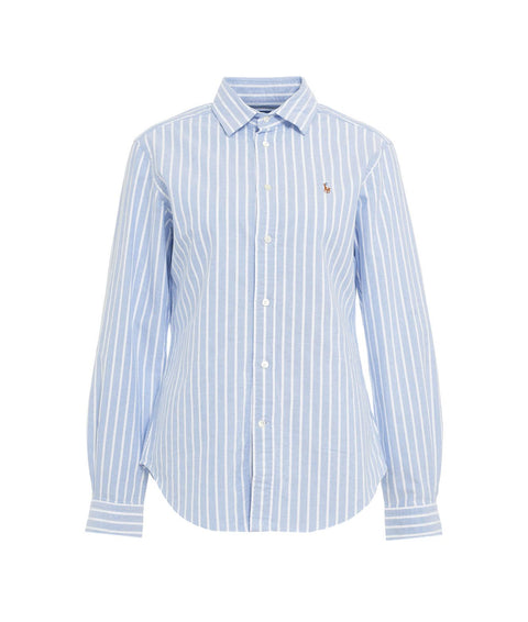 Camicia con logo ricamato #blu